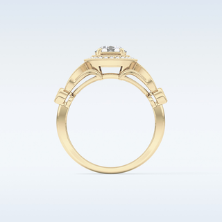 0.67 CT Halo & Pave Engagement Ring Featuring Round Moissanite