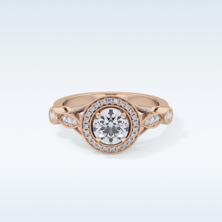 0.67 CT Halo & Pave Engagement Ring Featuring Round Moissanite