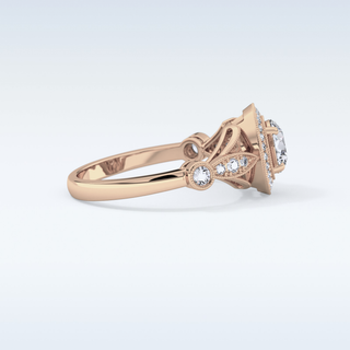 0.67 CT Halo & Pave Engagement Ring Featuring Round Moissanite