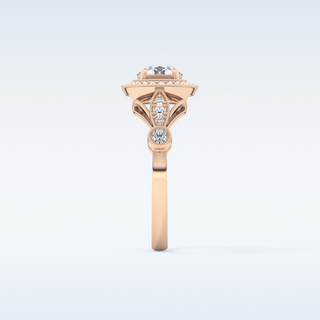 0.67 CT Halo & Pave Engagement Ring Featuring Round Moissanite