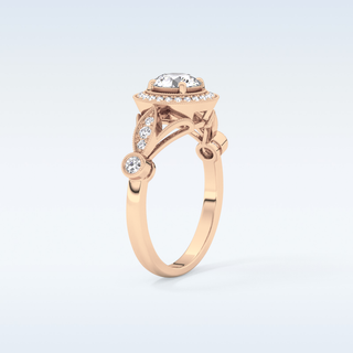 0.67 CT Halo & Pave Engagement Ring Featuring Round Moissanite