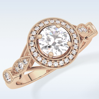 0.67 CT Halo & Pave Engagement Ring Featuring Round Moissanite