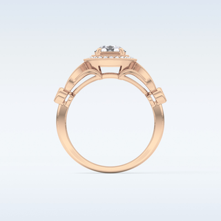 0.67 CT Halo & Pave Engagement Ring Featuring Round Moissanite