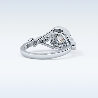 0.67 CT Halo & Pave Engagement Ring Featuring Round Moissanite