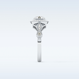 0.67 CT Halo & Pave Engagement Ring Featuring Round Moissanite