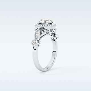 0.67 CT Halo & Pave Engagement Ring Featuring Round Moissanite