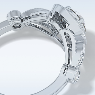 0.67 CT Halo & Pave Engagement Ring Featuring Round Moissanite