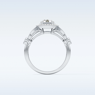 0.67 CT Halo & Pave Engagement Ring Featuring Round Moissanite
