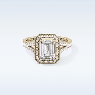 1.41 CT Halo & Pave Engagement Ring Featuring Emerald Moissanite