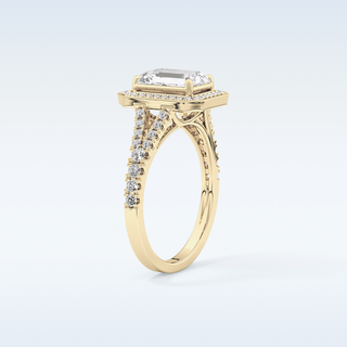 1.41 CT Halo & Pave Engagement Ring Featuring Emerald Moissanite