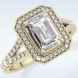 1.41 CT Halo & Pave Engagement Ring Featuring Emerald Moissanite