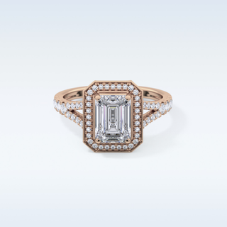 1.41 CT Halo & Pave Engagement Ring Featuring Emerald Moissanite