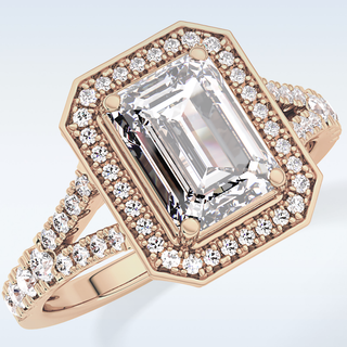 1.41 CT Halo & Pave Engagement Ring Featuring Emerald Moissanite