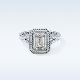 1.41 CT Halo & Pave Engagement Ring Featuring Emerald Moissanite