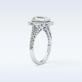 1.41 CT Halo & Pave Engagement Ring Featuring Emerald Moissanite