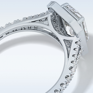 1.41 CT Halo & Pave Engagement Ring Featuring Emerald Moissanite