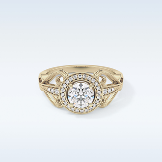0.67 CT Halo & Pave Engagement Ring Featuring Round Moissanite