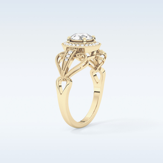 0.67 CT Halo & Pave Engagement Ring Featuring Round Moissanite
