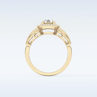0.67 CT Halo & Pave Engagement Ring Featuring Round Moissanite