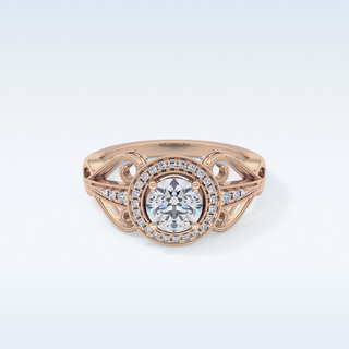 0.67 CT Halo & Pave Engagement Ring Featuring Round Moissanite