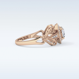 0.67 CT Halo & Pave Engagement Ring Featuring Round Moissanite