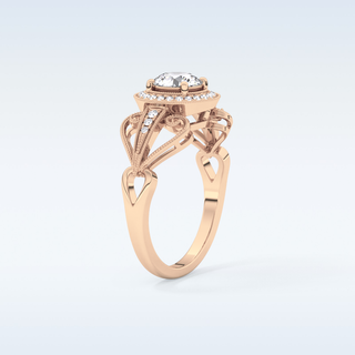 0.67 CT Halo & Pave Engagement Ring Featuring Round Moissanite