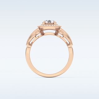 0.67 CT Halo & Pave Engagement Ring Featuring Round Moissanite