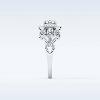 0.67 CT Halo & Pave Engagement Ring Featuring Round Moissanite
