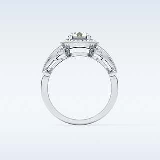 0.67 CT Halo & Pave Engagement Ring Featuring Round Moissanite