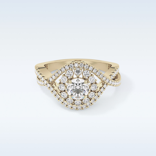 0.45 CT Halo & Criss Cross Engagement Ring Featuring Round Moissanite