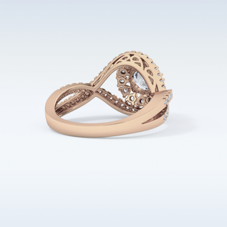 0.45 CT Halo & Criss Cross Engagement Ring Featuring Round Moissanite