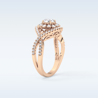0.45 CT Halo & Criss Cross Engagement Ring Featuring Round Moissanite