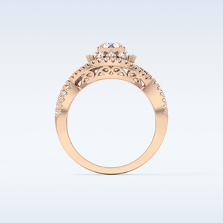 0.45 CT Halo & Criss Cross Engagement Ring Featuring Round Moissanite