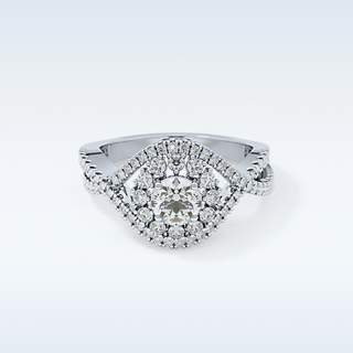 0.45 CT Halo & Criss Cross Engagement Ring Featuring Round Moissanite