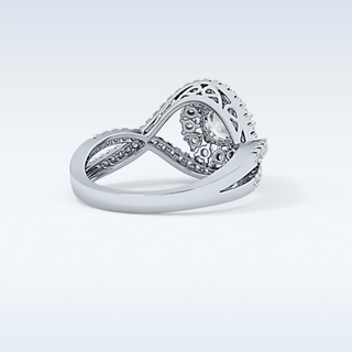0.45 CT Halo & Criss Cross Engagement Ring Featuring Round Moissanite