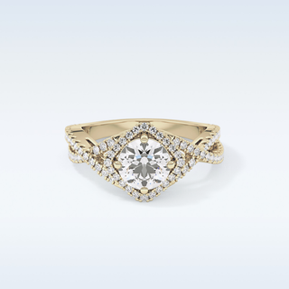 0.95 CT Halo & Twig Engagement Ring Featuring Round Moissanite