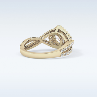 0.95 CT Halo & Twig Engagement Ring Featuring Round Moissanite