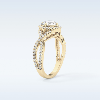 0.95 CT Halo & Twig Engagement Ring Featuring Round Moissanite