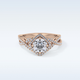 0.95 CT Halo & Twig Engagement Ring Featuring Round Moissanite