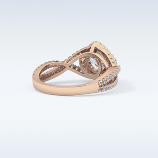 0.95 CT Halo & Twig Engagement Ring Featuring Round Moissanite