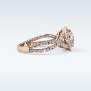 0.95 CT Halo & Twig Engagement Ring Featuring Round Moissanite