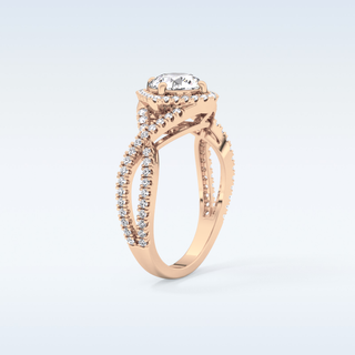 0.95 CT Halo & Twig Engagement Ring Featuring Round Moissanite