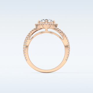 0.95 CT Halo & Twig Engagement Ring Featuring Round Moissanite
