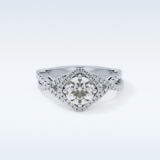 0.95 CT Halo & Twig Engagement Ring Featuring Round Moissanite