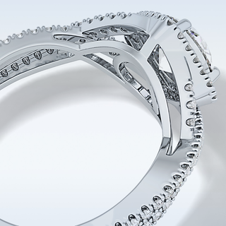 0.95 CT Halo & Twig Engagement Ring Featuring Round Moissanite
