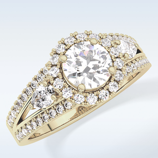 0.62 CT Cluster Engagement Ring Featuring Round Moissanite