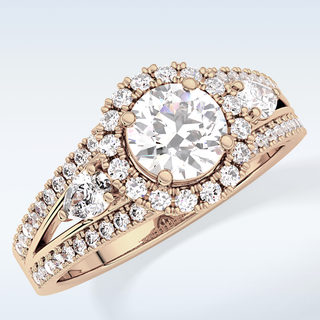 0.62 CT Cluster Engagement Ring Featuring Round Moissanite