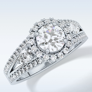 0.62 CT Cluster Engagement Ring Featuring Round Moissanite