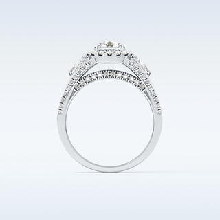 0.62 CT Cluster Engagement Ring Featuring Round Moissanite