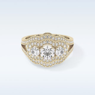 0.56 CT Cluster & Split Shank Engagement Ring Featuring Round Moissanite